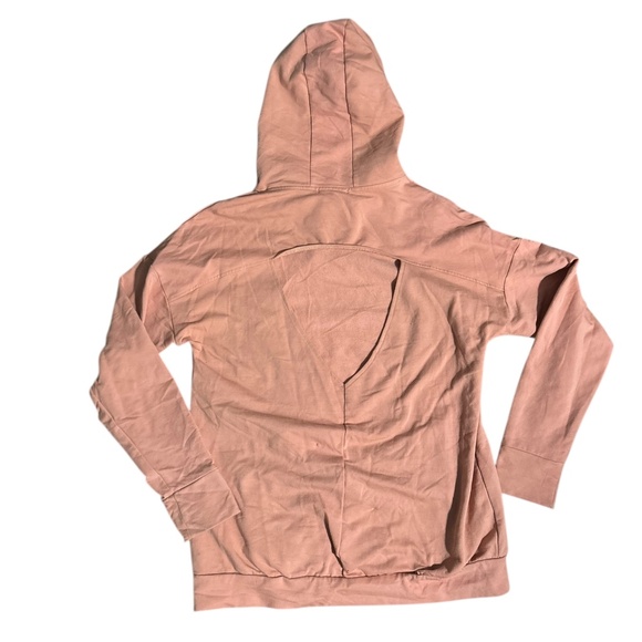 Avec Les Filles Pink Open Back Sweatshirt with Velvet Tie – Women’s Size XL - Picture 3 of 5